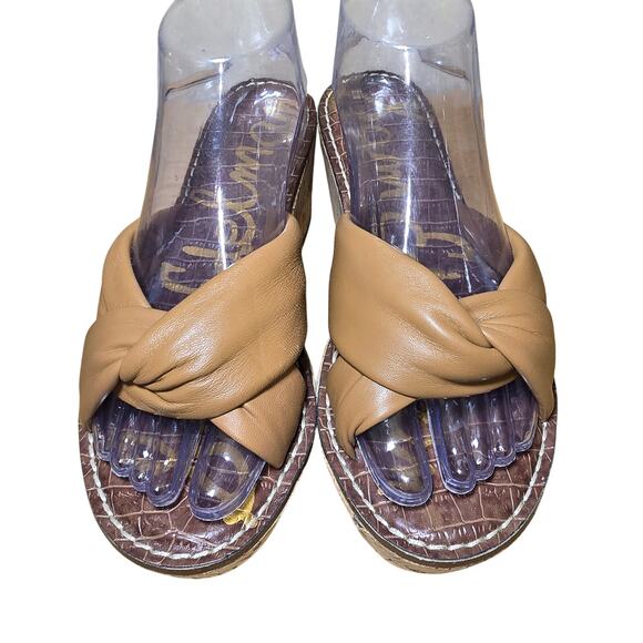 Sam Edelman Ramsey Sandals Womens US 8.5 Platform Brown Leather Cork Wedge High - Picture 2 of 8